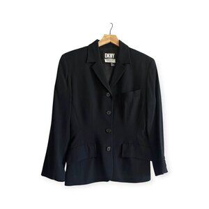 Vintage DKNY Black Wool Blazer Jacket , size 6, 90s